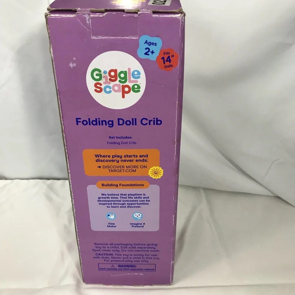 Gigglescape Pink Folding Doll Crib for 14” Dolls New